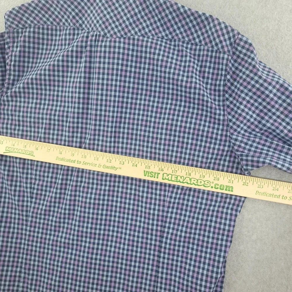 Banana Republic Shirt Mens L Blue Check Long Sleeve Snap Western Stretch Casual